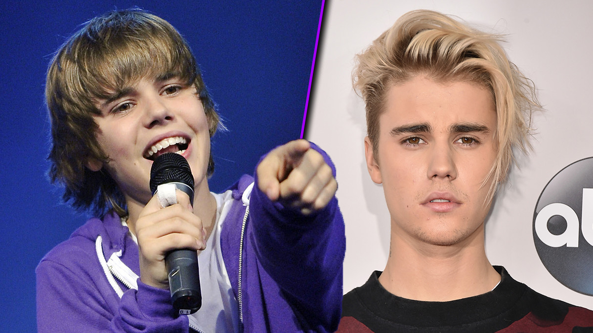 Justin Bieber in 2009 en in 2015 - article header